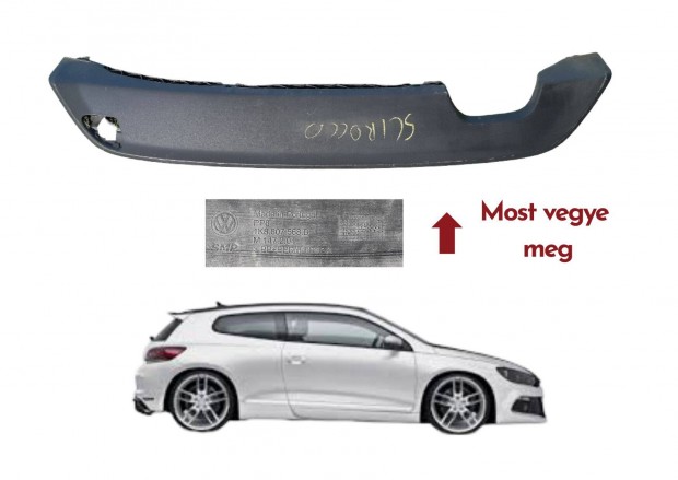 VW Scirocco Facelift hátsó alsó lökhárító burkolat 1K8807568B
