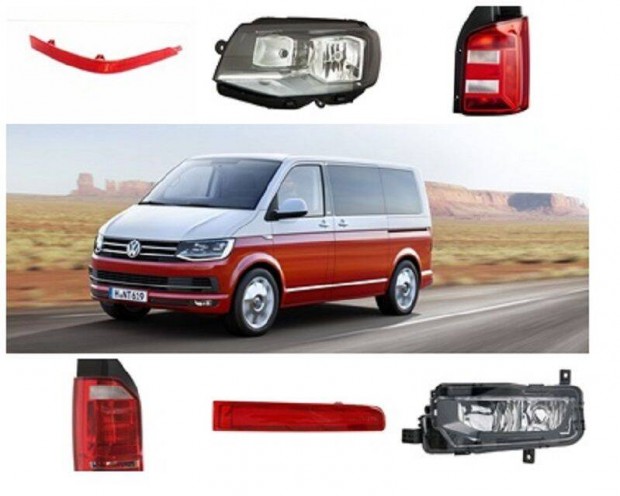 VW Transporter T6 lámpák. Fényszórók, hátsó lámpák, prizmák, indexek