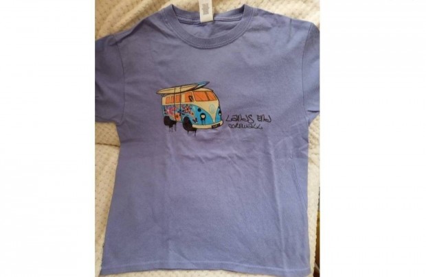 VW Volkswagen Transporter Woodstock T1, női, pamut póló, lila színben