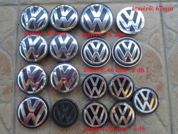 VW, Volskwagen gyári alufelni közép / porvédő
