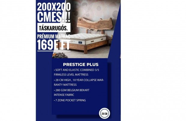 Vadij! 200x200cmes Prestigeplus prmium matrac gyri csomag 169e