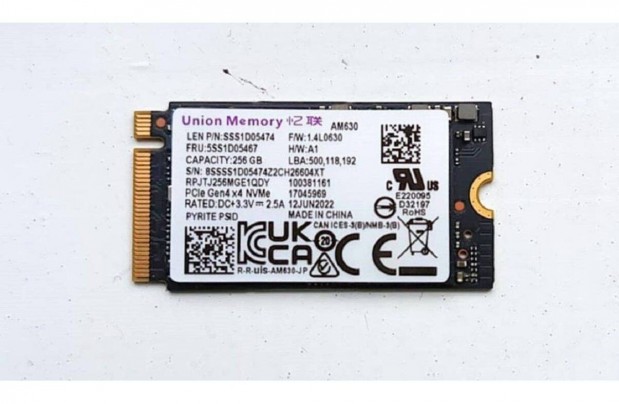 Vadonatj 256 GB , M.2, Nvme SSD - 2242 formtum