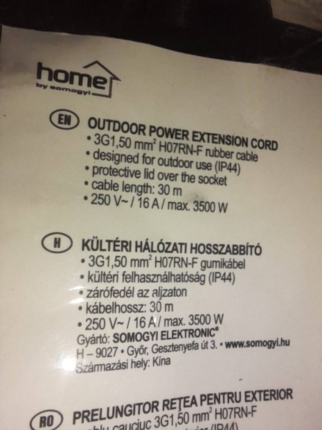 Vadonatúj 30 méter hosszú erős hosszabbító