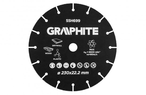 Vgkorong Graphite 230x22.2mm volfram-karbid univerzlis manyaghoz g