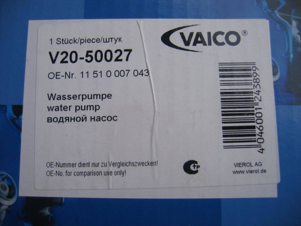 Vaico V20-50027 vizpumpa, BMW vzpumpa