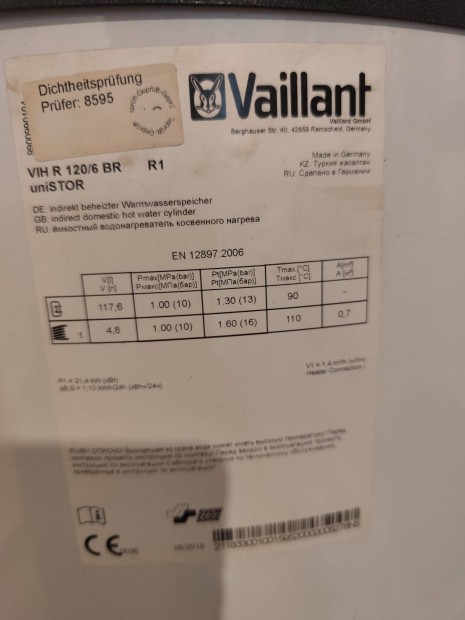 Vaillant Vih R 120/6 BR R1 indirekt trol elad