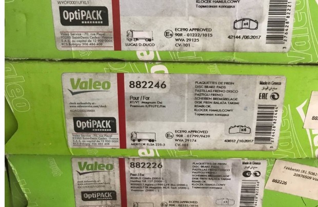 Valeo 882246 volvo , renault fékbetét