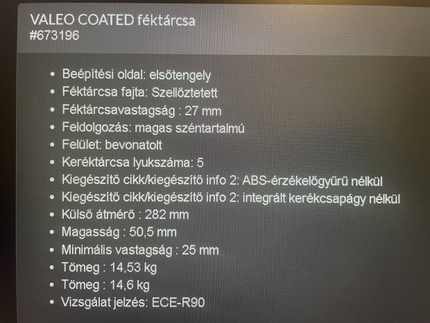 Valeo fktrcsa 282mm Focus MK4 els