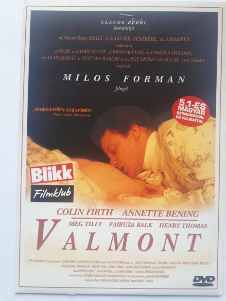 Valmont (Colin Firth, Annette Bening) - paprtokos DVD (posta 255 Ft)