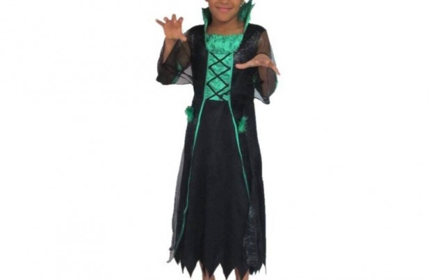Vámpír boszorkány halloween jelmez 9 - 10 év 134 - 140 cm h: 100 cm mb
