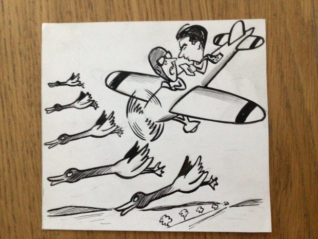 Vrnai Gyrgy eredeti karikatra rajza a Szabad Szj c. lapnak 13,5 x
