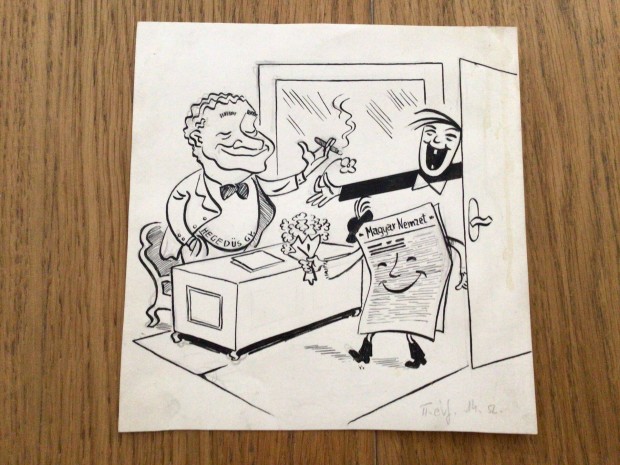 Vrnai Gyrgy eredeti karikatra rajza a Szabad Szj c. lapnak 16,5 x
