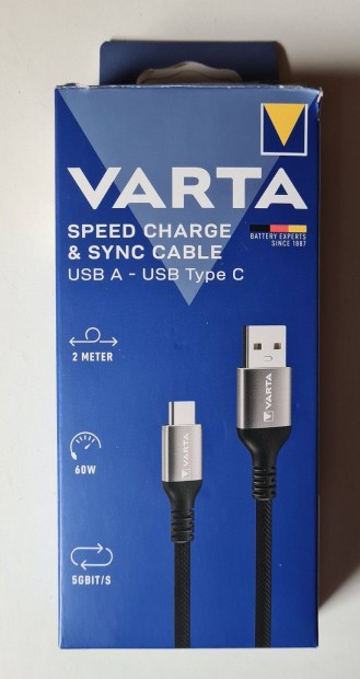 Varta USB-A USB-C Gyorstlt s szinkronizl kbel, 2 m