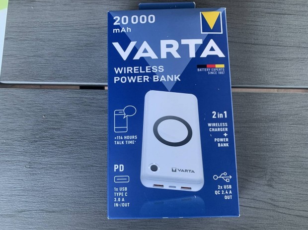 Varta power bank + indukcis telefontlt 20000 mAh