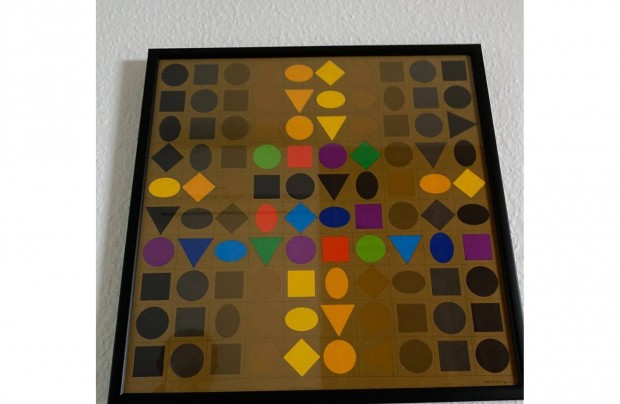 Vasarely: Op-art kompozci, ofszet nyomat, aukcis vsrls