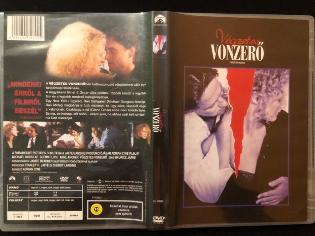 Vgzetes vonzer DVD (karcmentes, Michael Douglas, Glenn Close)