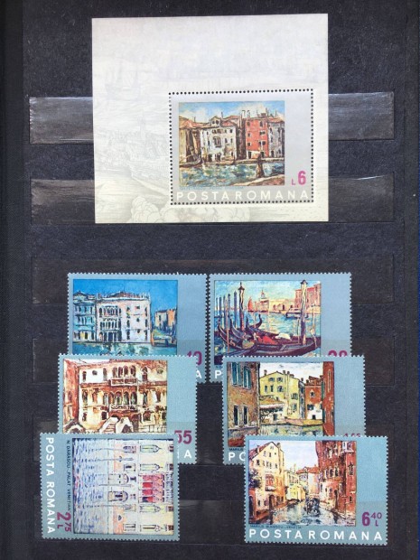 Velence festmény postatiszta román bélyeg, sorozat és blokk 1972