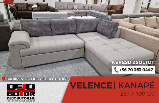 Velence rugs kord Gray sarok kanap lgarnitra 257x190 cm