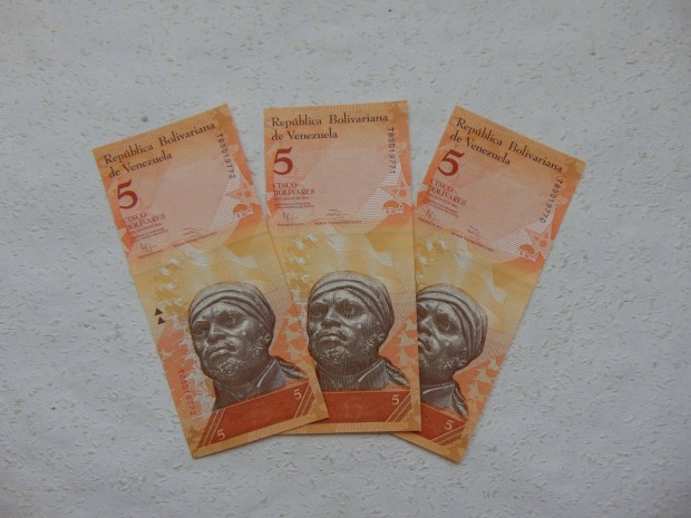 Venezuela 3 darab 5 bolivar 2014 Sorszmkvet Szp bankjegyek