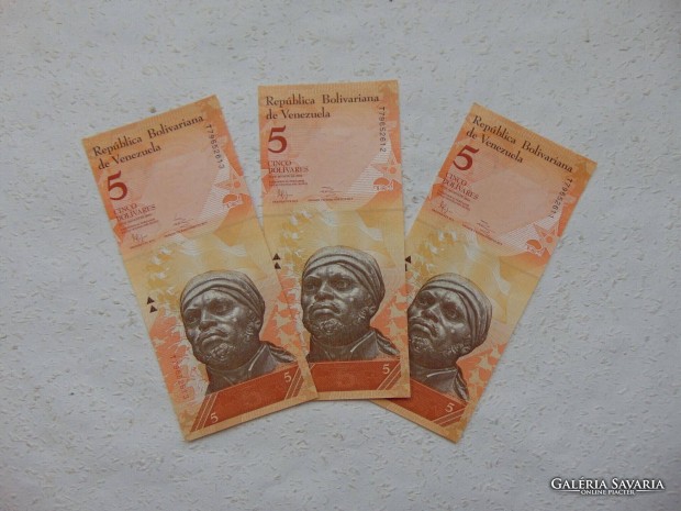 Venezuela 3 darab 5 bolivar 2014 Sorszámkövető Szép bankjegyek