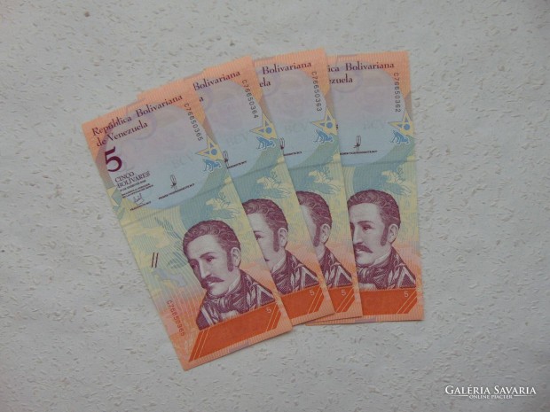 Venezuela 4 darab 5 bolivar 2018 Sorszmkvet Szp