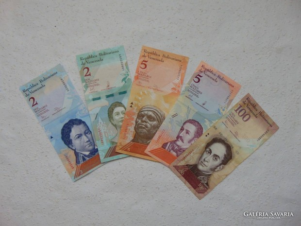 Venezuela 5 darab bolivar bankjegy LOT ! 01