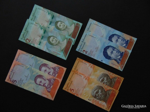 Venezuela 8 darab hajtatlan bolivar bankjegy LOT !