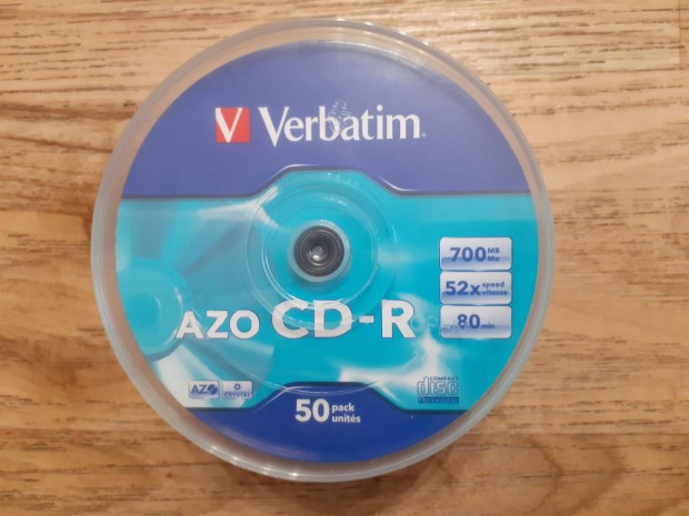 Verbatim AZO CD-R 700MB, 52x, 80min (Crystal bevonatos változat) 50 db