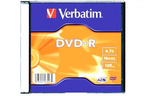 Verbatim -DVD-R lemez, 4,7GB, vkony tokban (5 db,mind kln csomagolt
