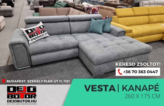 Vesta rugs relax ualak kanap lgarnitra 265x175 cm szrke sarok