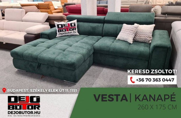 Vesta rugs relax ualak kanap lgarnitra 265x175 cm zld sarok