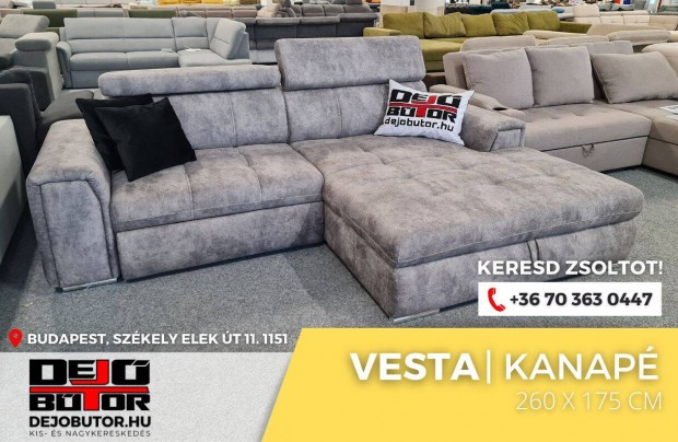 Vesta sarok kattan tmls kanap lgarnitra 265x175 cm foltos gray