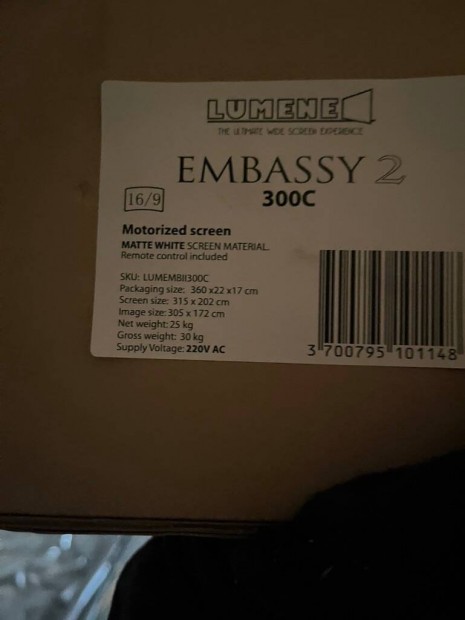 Vett vszon Lumene Embassy HD 300 (motoros)
