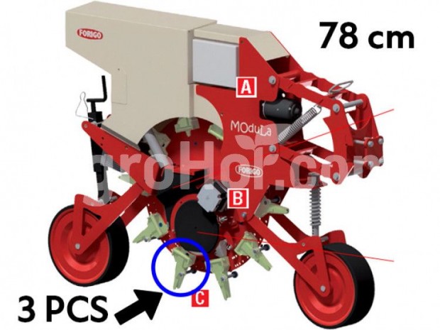 Vetőgép, Forigo Modula moduláris magvető rendszer (1 sor 2 tölcsér)