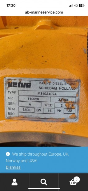 Vetus 3 hengeres diesel motor, kipróbálható !