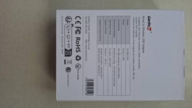 Vezeték nélküli Apple Carplay és Android USB adapter