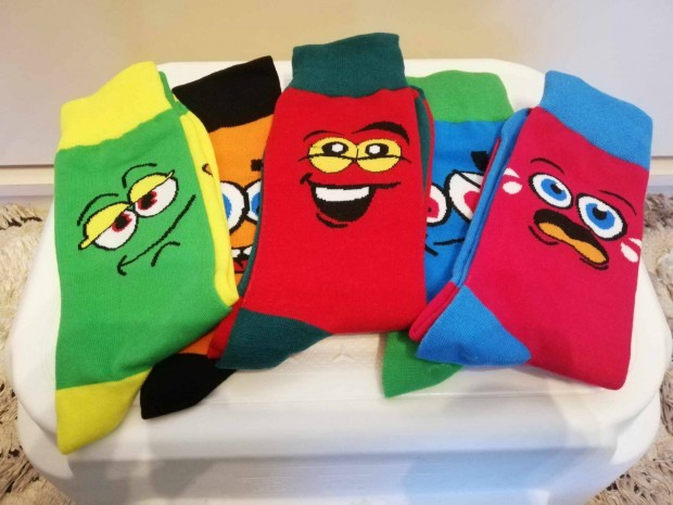 Vicces, karikatúrás unisex pamut zoknik eladók (5 pár, Újak!)