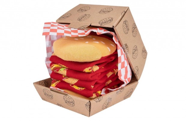 Vicces ajndk 1 pr ni zokni (35-40) hamburgeres dobozban