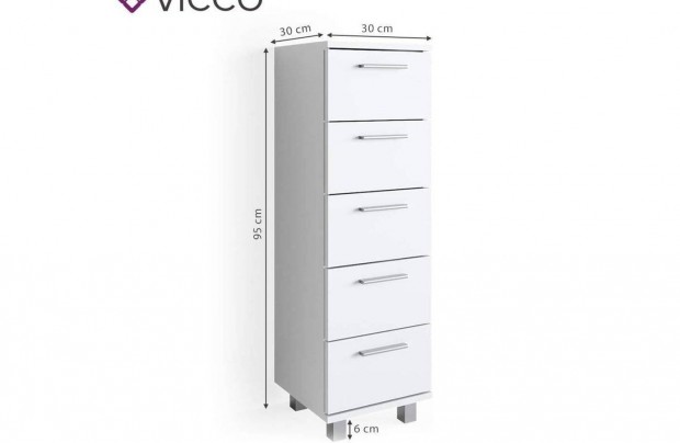 Vicco Ilias midi szekrny, fehr, 95 cm