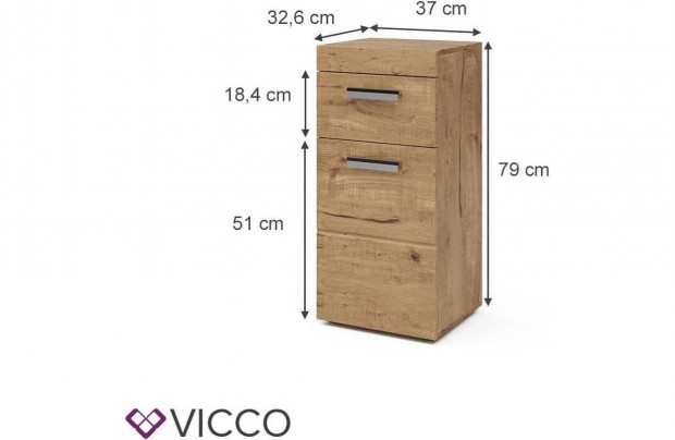 Vicco Luna midi szekrny, 79 cm, tlgy