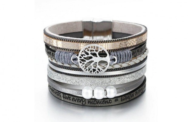Viking életfa cuff szürke női karkötő