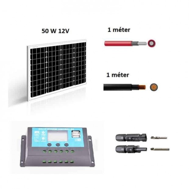Villanypásztor napelem szett 50 W