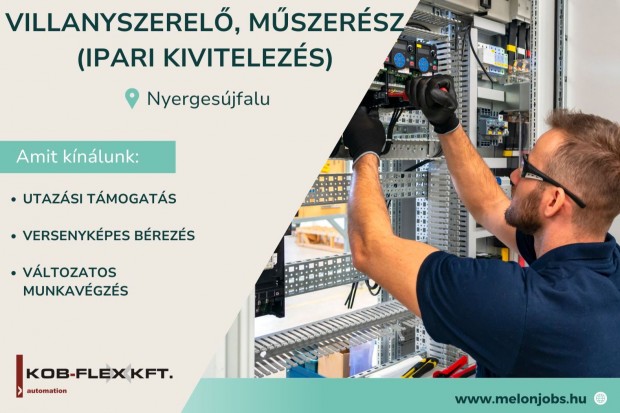 Villanyszerelő, műszerész (ipari kivitelezés)