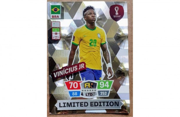 Vincius Jr. Brazlia Limited Edition focis krtya Panini Qatar 2022