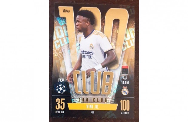 Vincius Jr. Real Madrid 100 Club focis krtya Topps Match Attax 2024