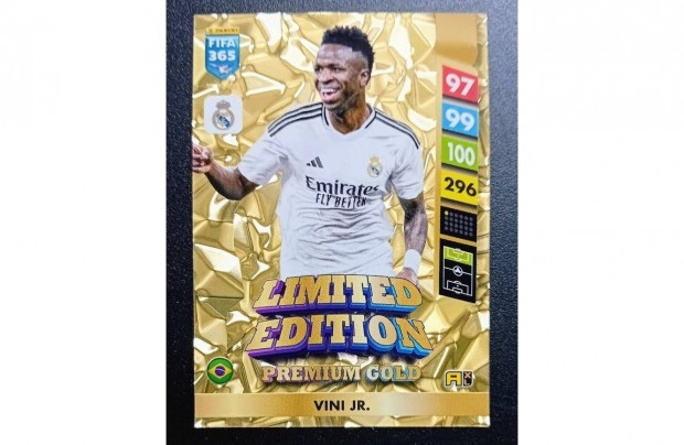 Vincius Jr. Real Madrid Premium Gold focis krtya Panini FIFA 2025