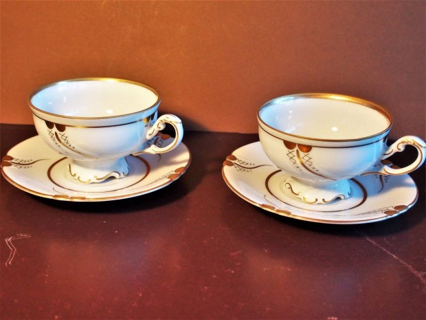 Vintage Freiberger porcelán kávéscsészék, komplett,, német gyártmány;