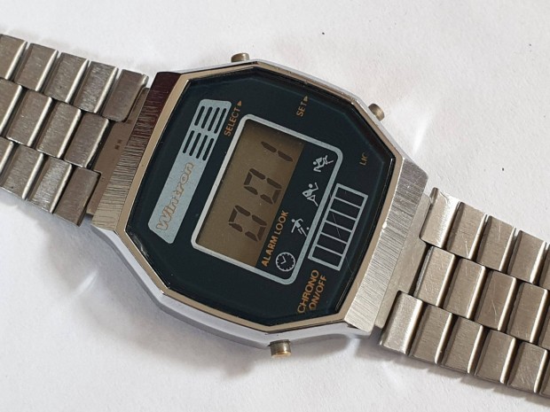 Vintage Wintron LCD Quartz Chronograph Férfi Karóra 1980