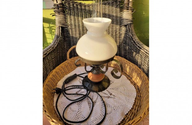 Vintage, kovcsoltvas veg brs - cilinderes asztali lmpa