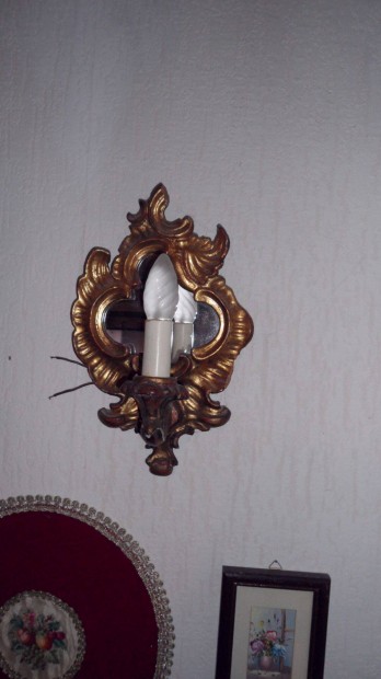 Vintage barokk original tükrös betéttel faragott falikar 1929